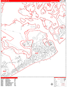 Atlantic City  Wall Map Red Line Style